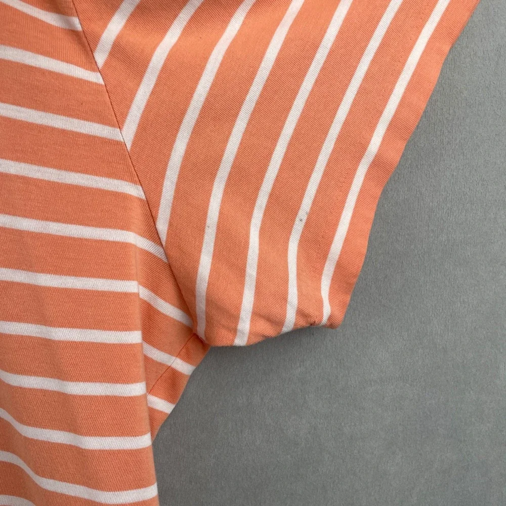 Polo Ralph Lauren Mens XL V-Neck T-Shirt Orange‎ White Striped Cotton Pony Logo